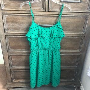 Forever 21 Green with black polka dots dress